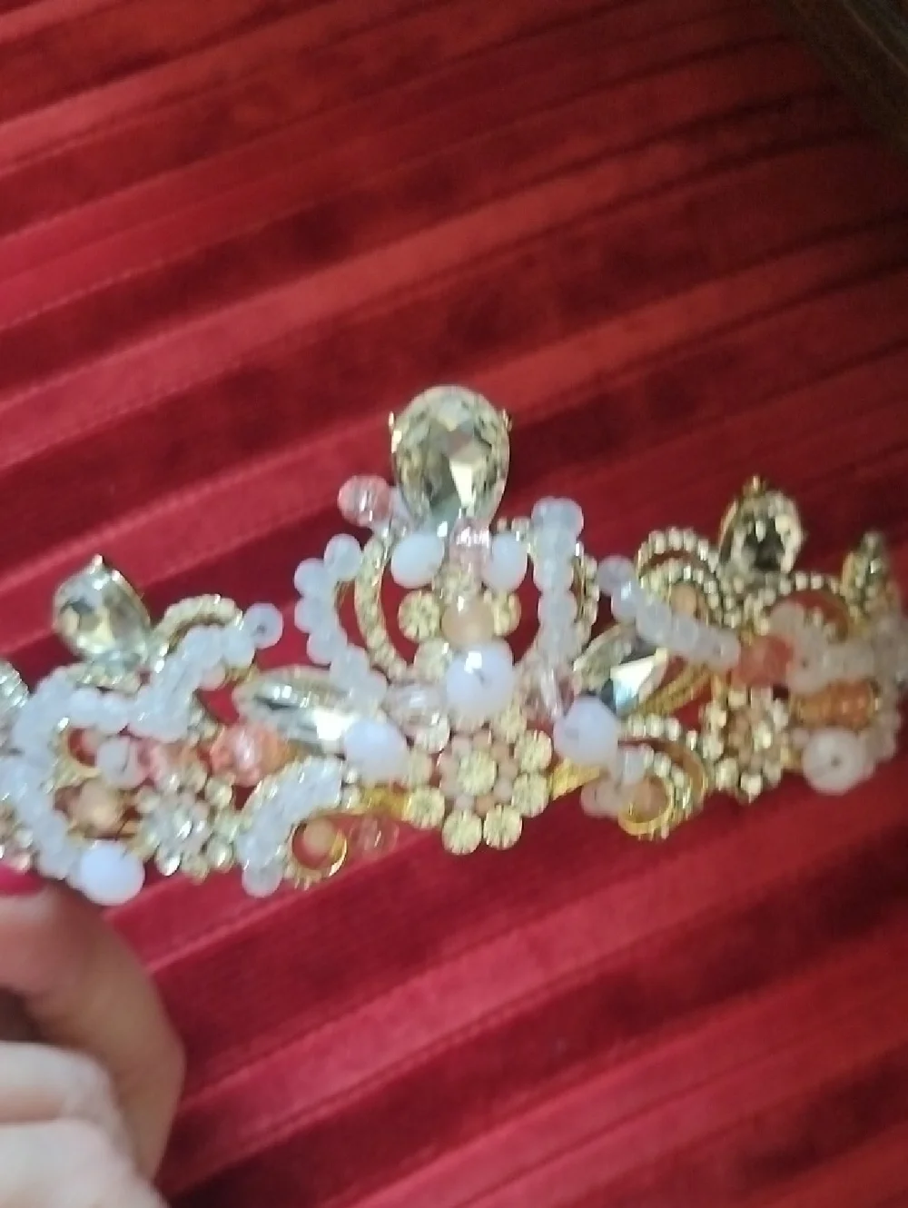 Gold and White Crystal Decorative Tiara - Women Accessories Princessa Crown